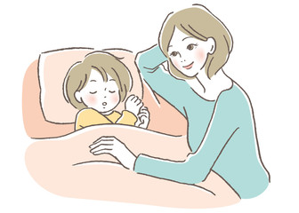 子供と母親　寝かしつけ