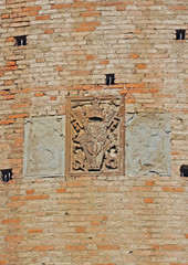 Imola, Italy,  medieval decoration in the antique Sforza fortress. 