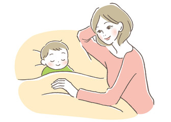 子供と母親　寝かしつけ