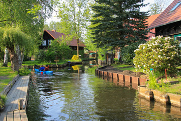 Paddeln im Spreewald, Lehde, Lehder Fließ, Kajak, Germany
