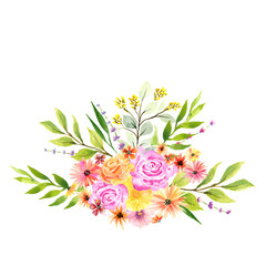 Fototapeta na wymiar Watercolor floral bouquet