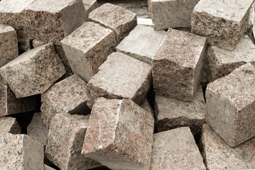 Blocks of granite for street paving