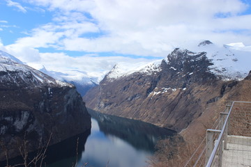 Geirangerfjorden in the spring