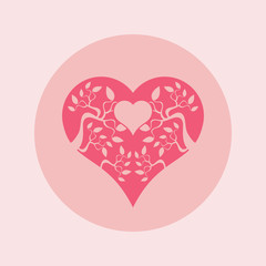 Abstract pink heart tree concept. Heart and tree.