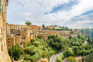 View from Pitigliano to valley near town - Italy