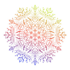 Hand drawn abstract mandala design. Vector holographic round pattern. Arabesque design element.