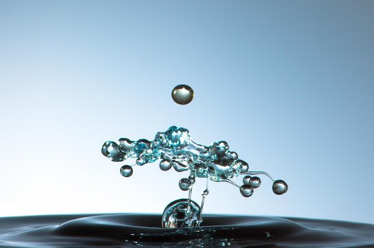Splash of colorful liquid with high speed flash