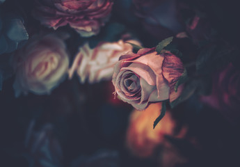 Artificial Flowers Wall for Background in vintage style