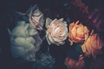 Artificial Flowers Wall for Background in vintage style