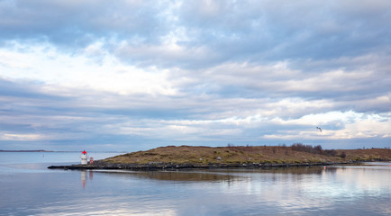 Landscape with sea and blue sky Bronnoysund harbor