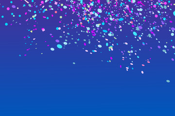 Colorful confetti on isolated dark background. Texture with many geometric elements. Colored pattern for polygraphy, banners, t-shirts and textiles. Greeting cards