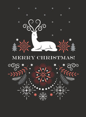 Merry Christmas greeting card , Vector illustration