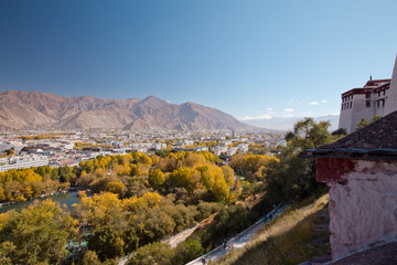 Fototapeta na wymiar View of Lhasa city from the mountain, Tibet