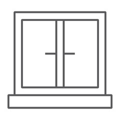 Window thin line icon, architecture and home, frame sign, vector graphics, a linear pattern on a white background.