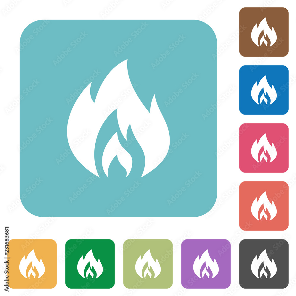 Poster flame rounded square flat icons