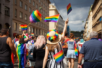 Prague/Czech Republic -August 11. 2018 : LGBT Pride March - obrazy, fototapety, plakaty