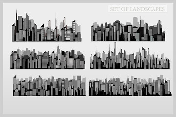 Obraz premium Collection of cityscapes on a gray background