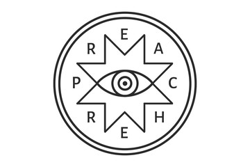 The preacher vector badge with all-seeing eye