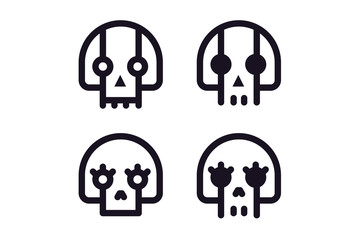 skulls outline vector icon set. halloween theme