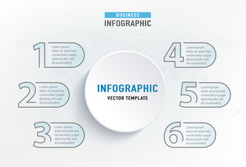 Infograph 6 step element. Circle graphic chart diagram, business graph design. Vector illustration
