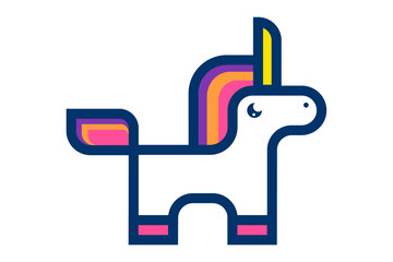 Fototapeta premium Magic cute unicorn, vector illustration with outline