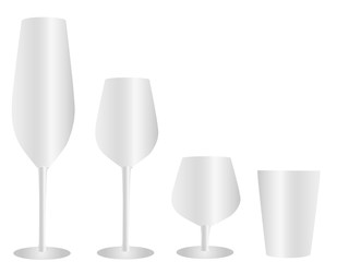 Set of photorealistic transparent glasses raster illustration