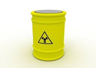 barrel with radiation sign