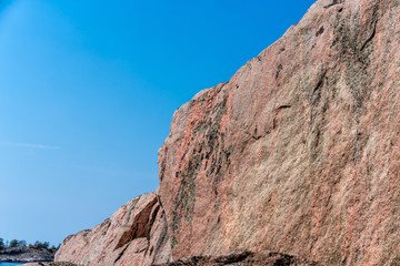 A cliff of gneiss in the Ostergotland archipelago in the Baltic Sea