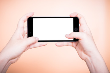 Female hand holding mobile smartphone play game gamer