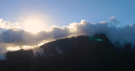 mountain with cloud on a pacific island, french polynesia