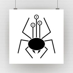 Cartoon spider silhouette with eyes vector illustration