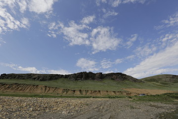 landscape with blue sky and clouds