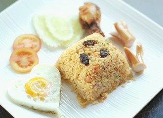 American fried rice in white plate easy menu for casual.