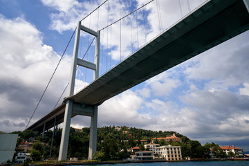 15 July Martyrs bridge or first bridge famous historical and cultural heritage cityscape view from bosphorus