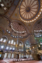 Fototapeta na wymiar Blue mosque Sultanahmet interior beauty turkish architecture muslim landmark, islam religion temple cultural heritage