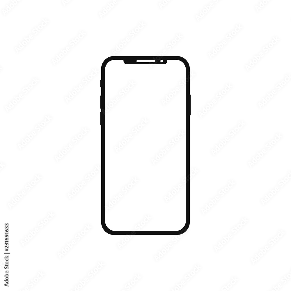 Poster smartphone outline vector icon of mobile smart phone screen or modern android cellphone.