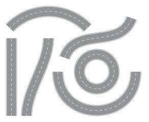 Roads and highways set. Vector illustration. On white background.