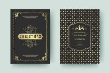 Naklejka premium Christmas greeting card design template vector illustration.