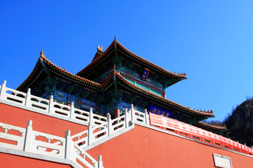 Fototapeta premium Tourist area entrance landscape architecture in Panshan Mountain scenic spot, china