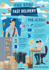 Fast delivery postal mail service, mailman