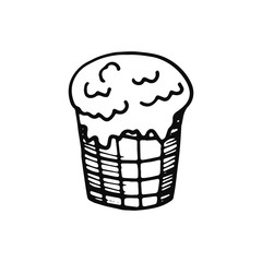 ice cream in a waffle cup icon. isolated vector object