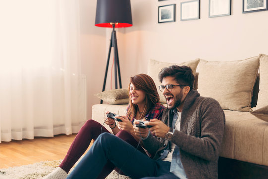 Couple Playing Games And Having Fun