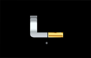 l silver gold letter alphabet logo icon design