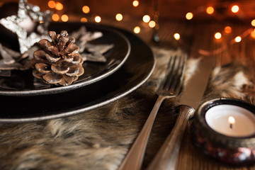 Table setting for a christmas meal