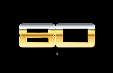 80 number silver gold logo icon design