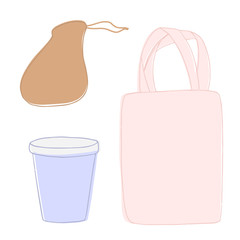 Hand drawn elements of zero waste life in vector. Eco style.