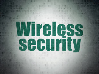 Privacy concept: Painted green word Wireless Security on Digital Data Paper background