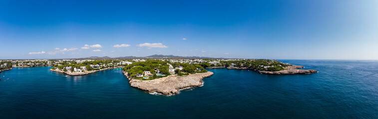 Aerial view, Spain, Balearic Islands, Mallorca, Cala D 'or Cala Ferrera with houses and villas