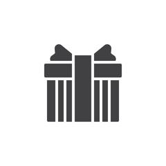 Birthday gift box with bow ribbon vector icon. filled flat sign for mobile concept and web design. Present box simple solid icon. Symbol, logo illustration. Pixel perfect vector graphics