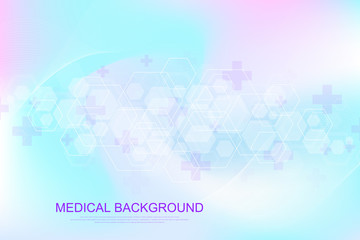 Fototapeta na wymiar Scientific molecule background for medicine, science, technology, chemistry. Wallpaper or banner with a DNA molecules. Vector geometric dynamic illustration